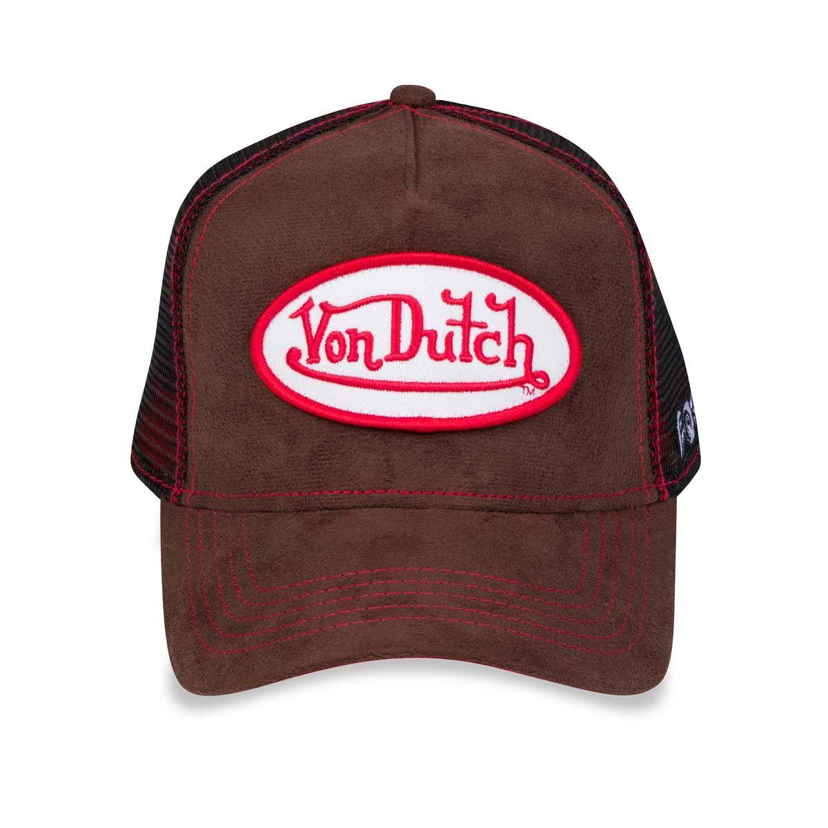 BROWN SUEDE & RED TRUCKER