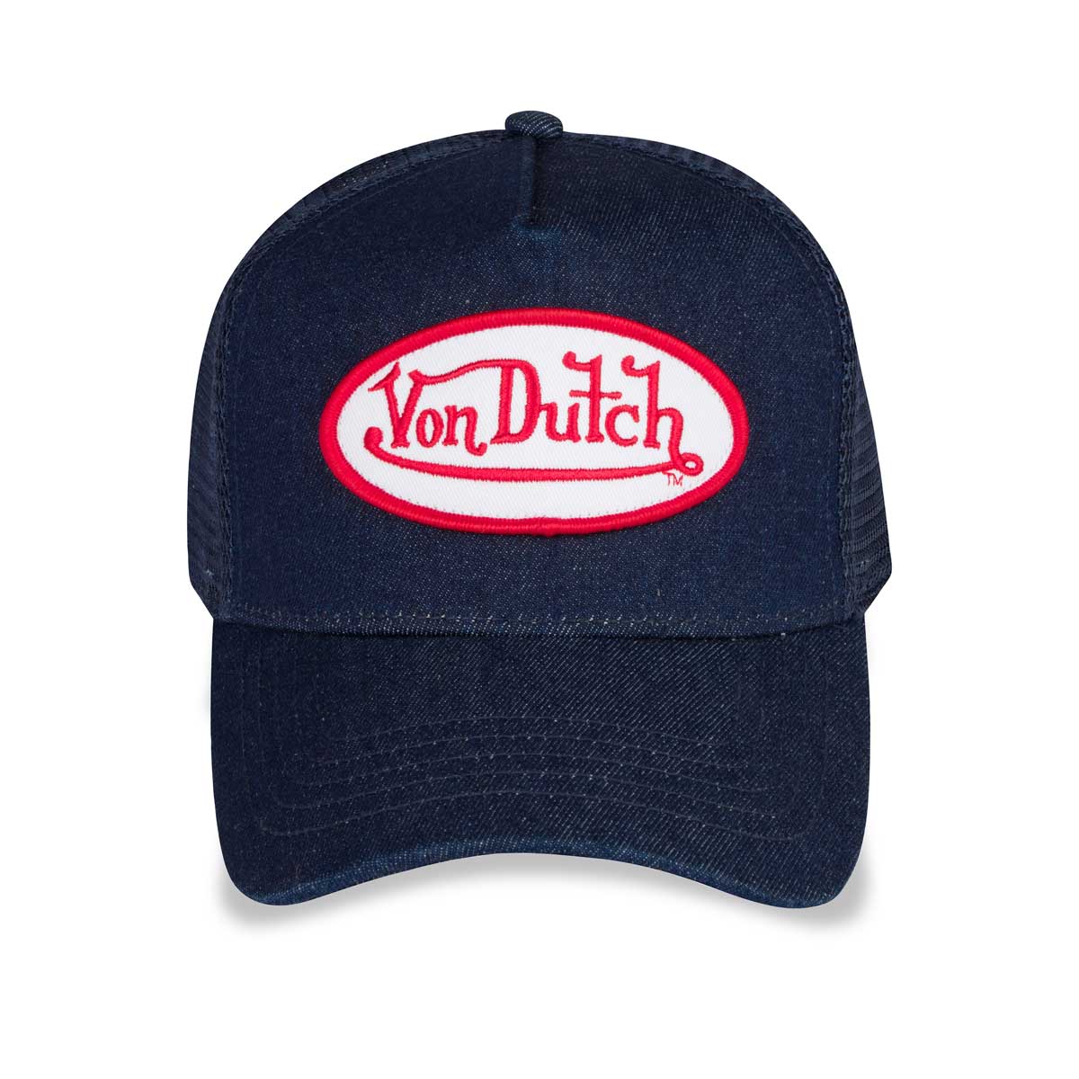 BLUE DENIM WHITE PATCH TRUCKER