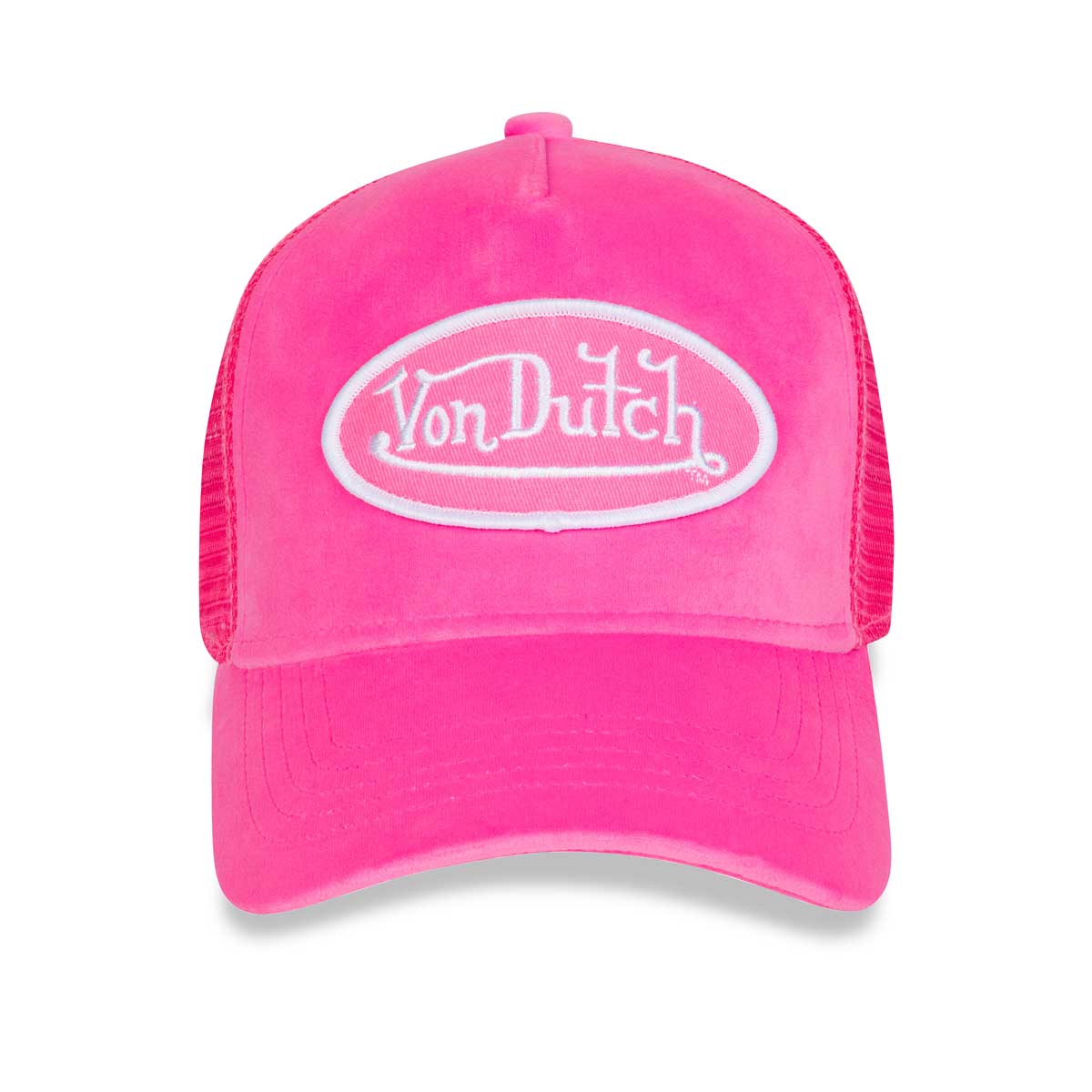 HOT PINK CRUSH VELVET TRUCKER