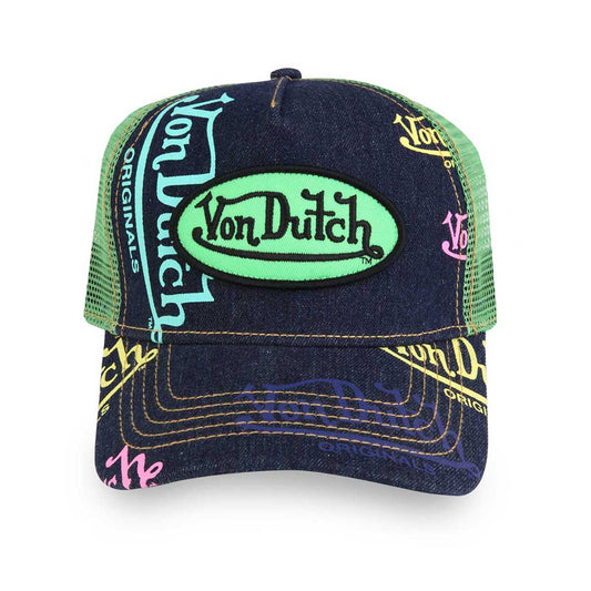 NAVY DENIM APPLE LOGO TRUCKER